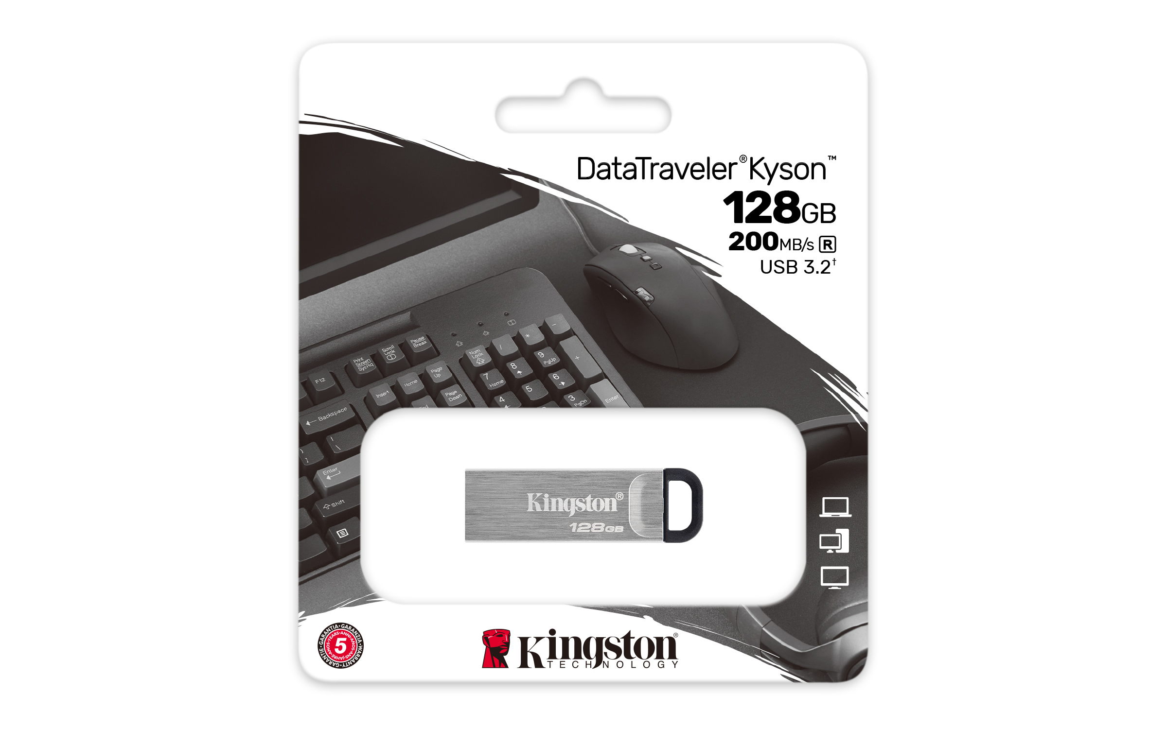 Kingston DataTraveler Kyson - 128GB - USB3.2 Gen 1 - Zilver