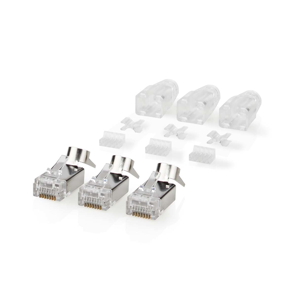 Nedis FTP CAT7 gesnoerde connector met trekontlasting, verguld, 10 st