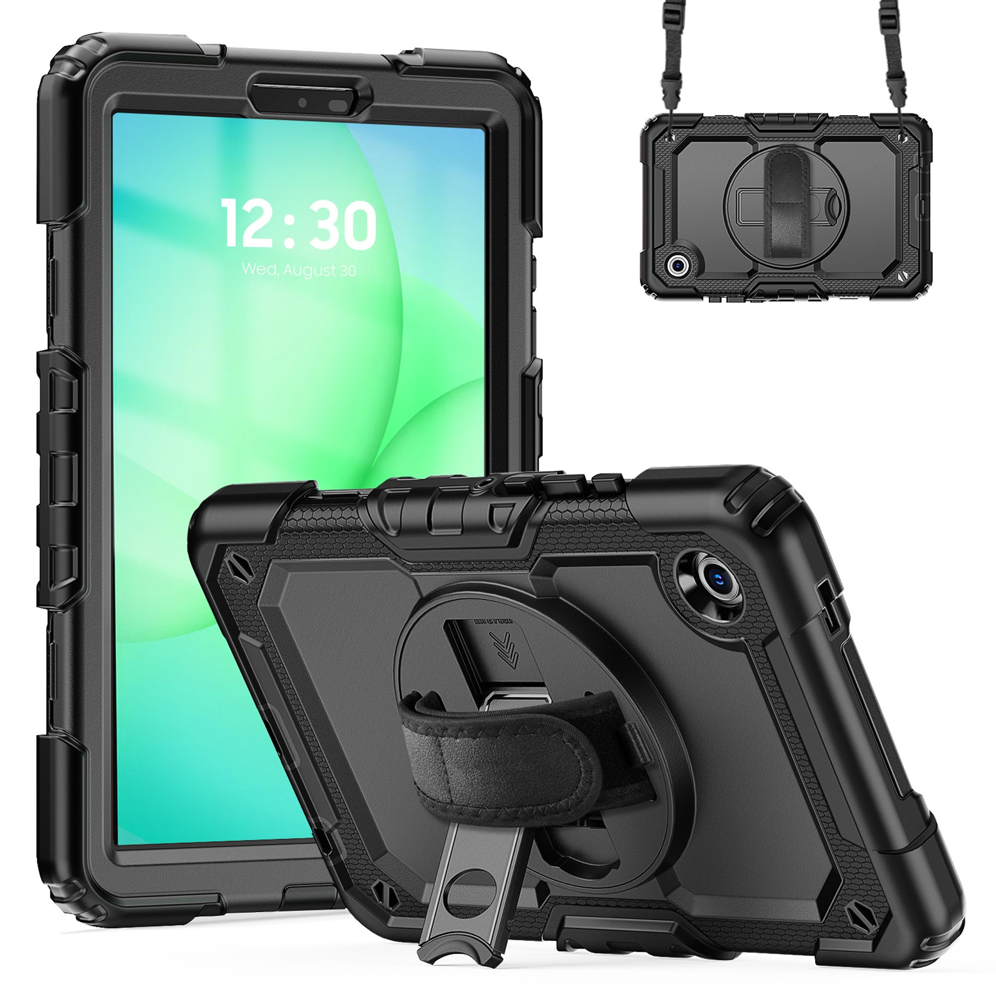Accezz Rugged Backcover met schouderstrap, Samsung Galaxy Tab A11+, Zwart