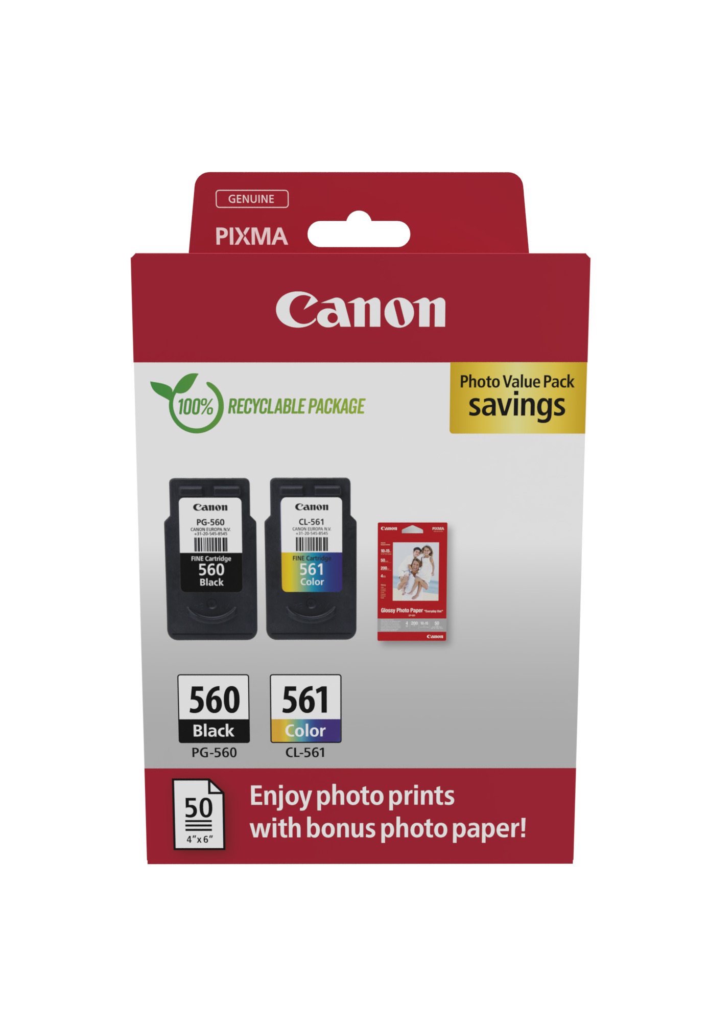 Canon inkt PG-560/CL-561, Multipack met fotopapier