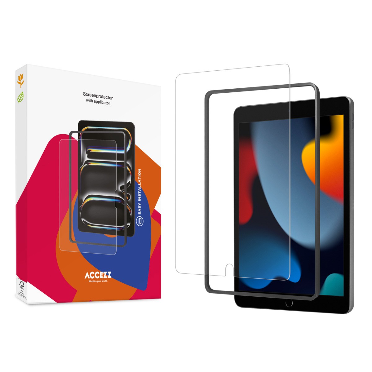 Accezz Glass screenprotector + Applicator Apple iPad 9 (2021) 10.2 inch / iPad 8 (2020) 10.2 inch / iPad 7 (2019) 10.2 inch
