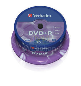 Verbatim DVD+R 16x, 4700MB/120min, spindle-25, 43500