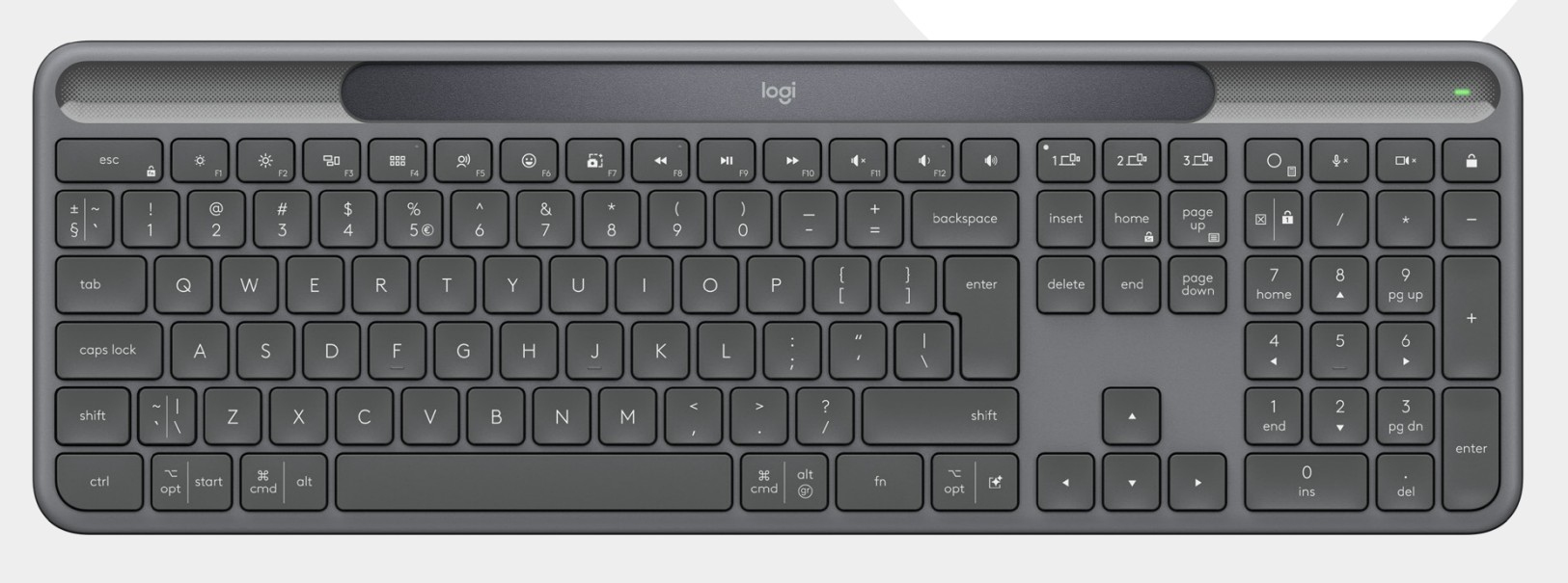 Logitech K980 Signature Slim Solar+ Business Draadloos toetsenbord - Grafiet
