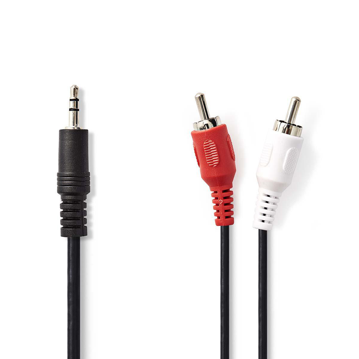 Nedis Stereo Audio kabel, 3.5 mm Male - 2x RCA Male, 1m, zwart
