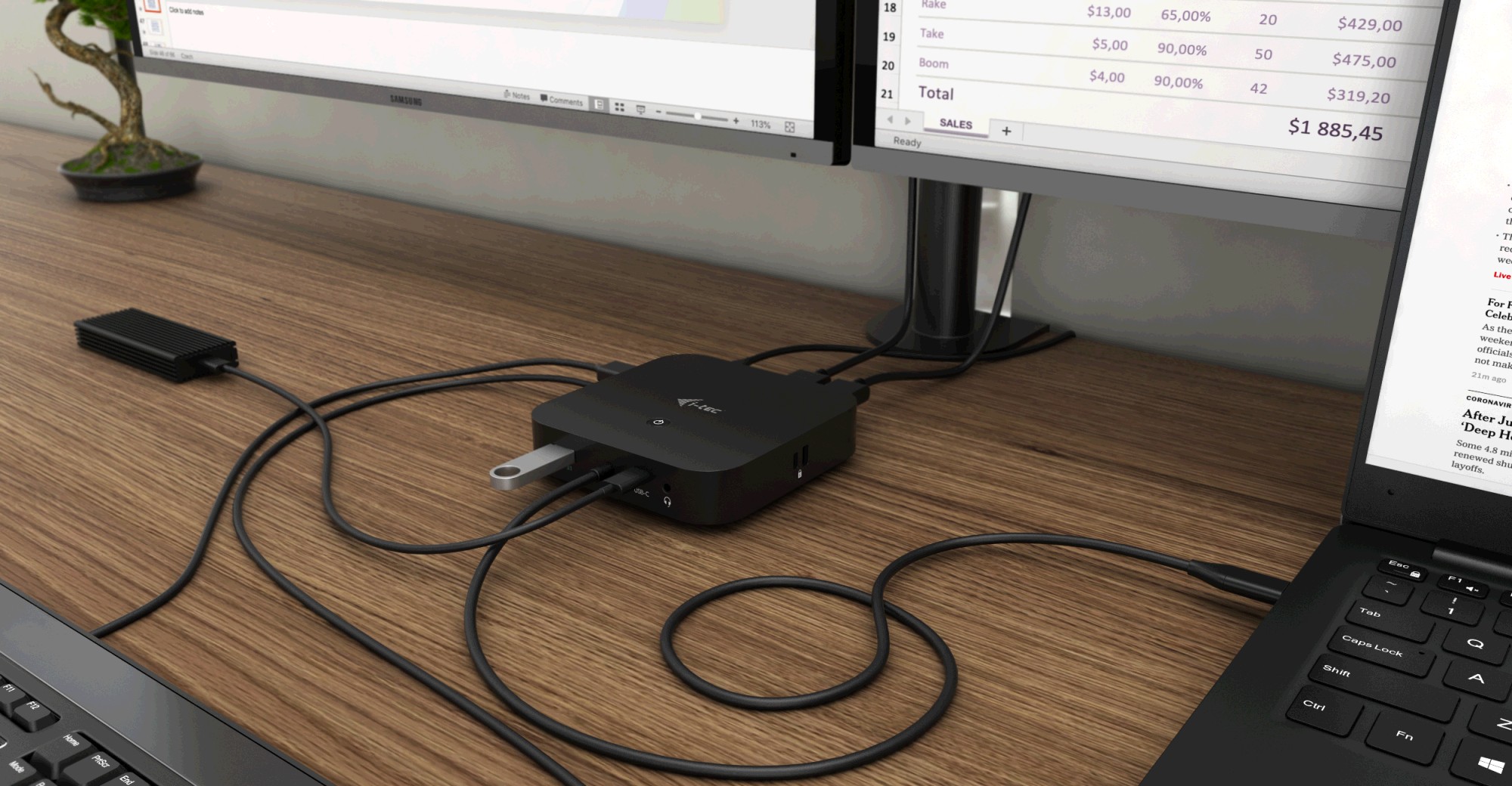 i-tec USB-C Dual Display Docking Station, PD 100W