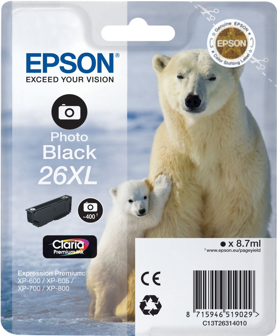 Epson 26XL Ijsbeer Foto Zwart