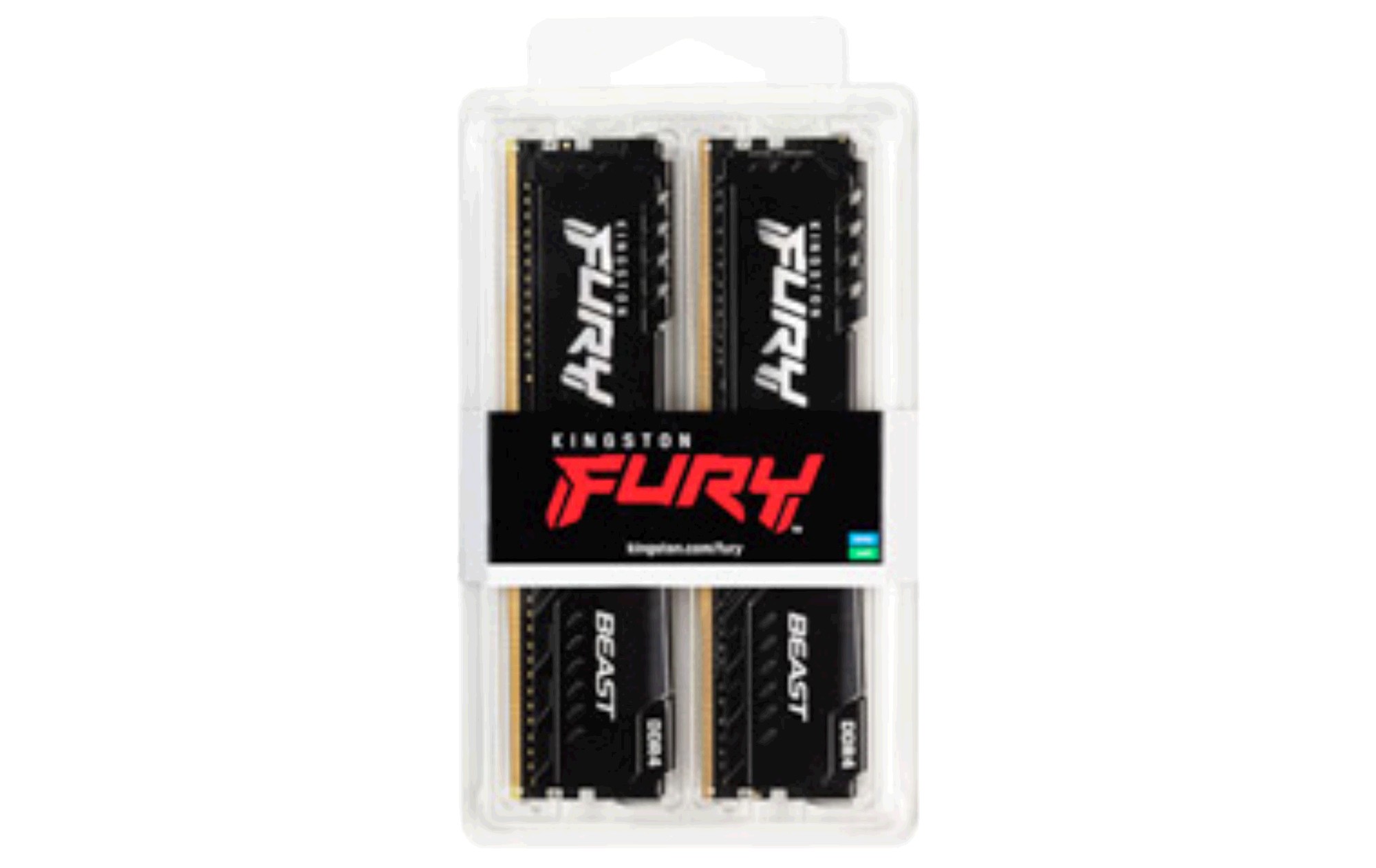 Kingston 64GB DDR4, 3200MHz, DIMM, kit van 2, FURY Beast, Black