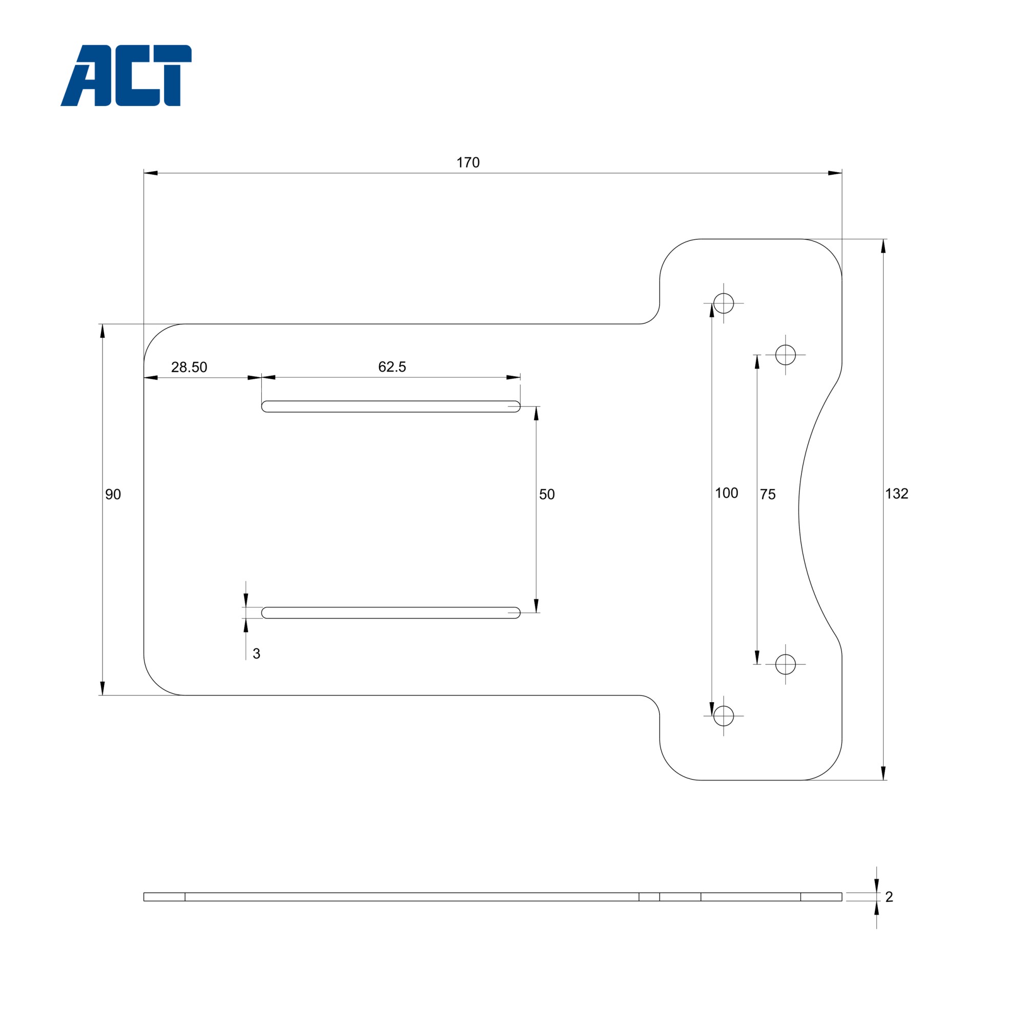 ACT VESA Adapterplaat voor AC7150 Docking, AC7151