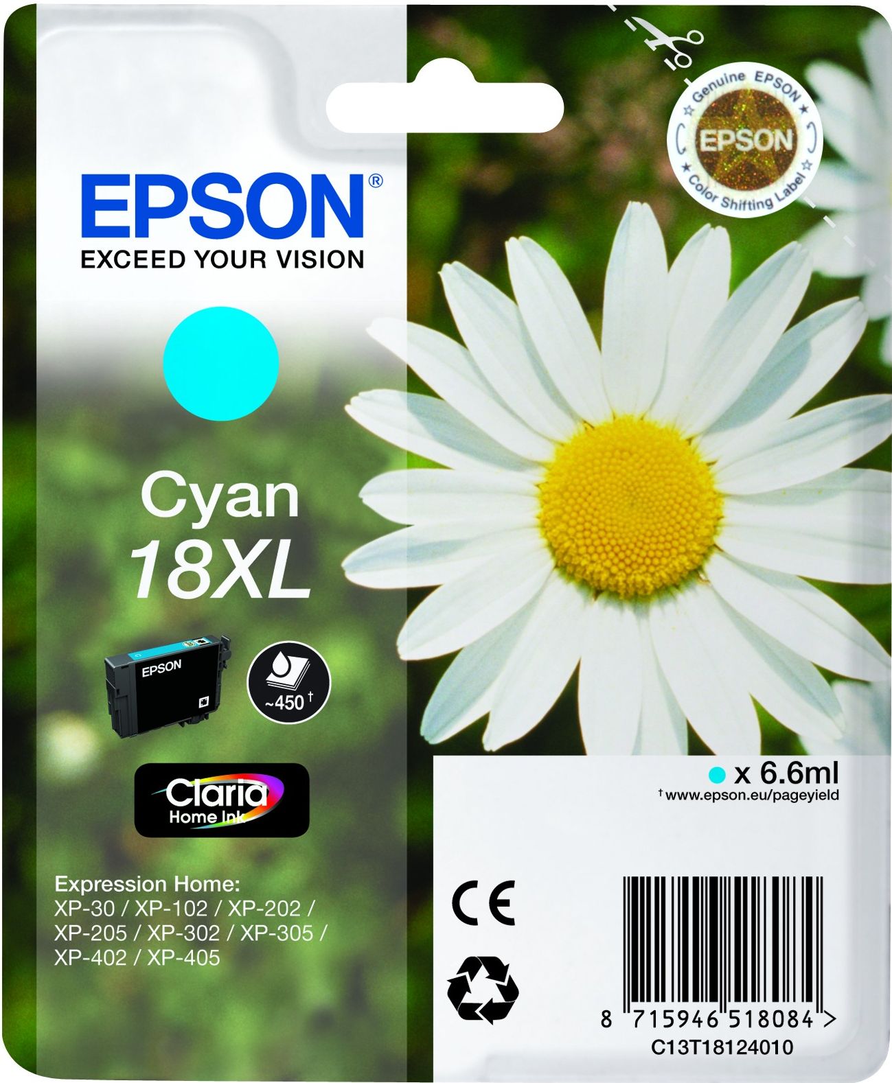 Epson inkt 18XL, T1812, Cyaan