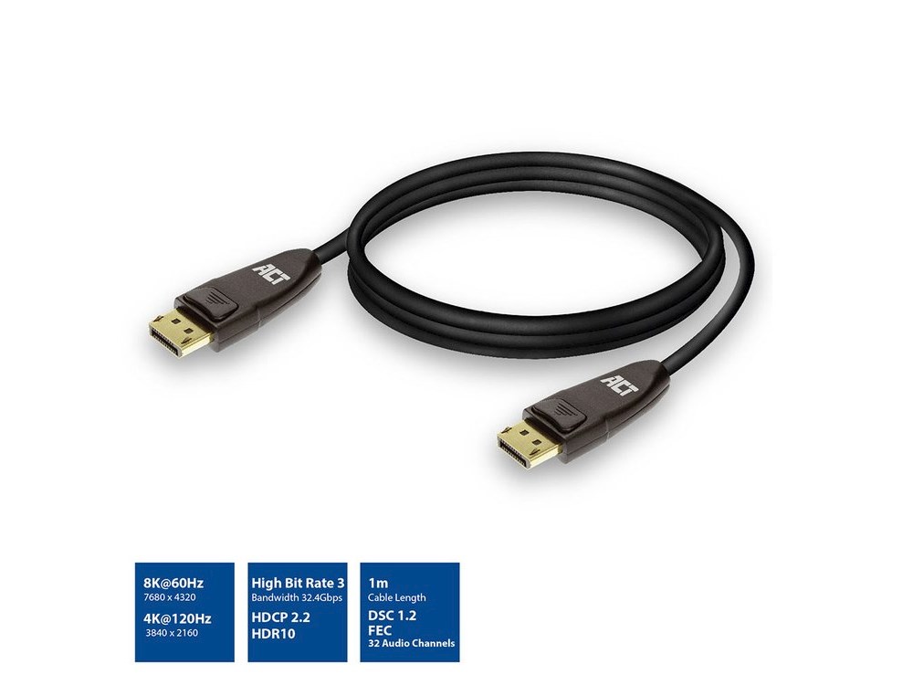 ACT DisplayPort Kabel 1.4 | 2m ACT DisplayPort Kabel 1.4 | 2m
