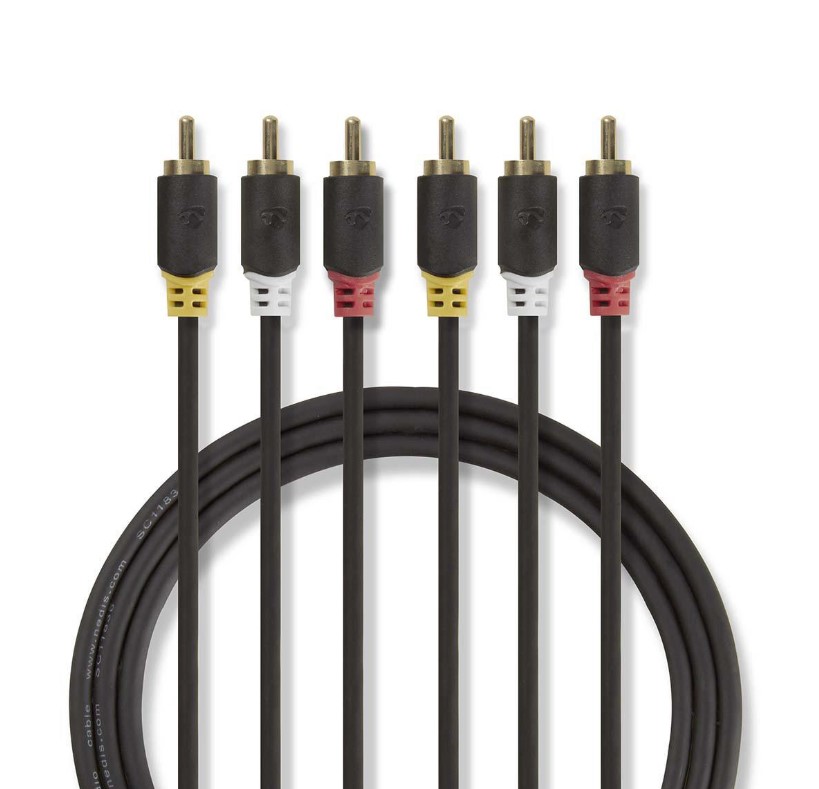Nedis Composiet video kabel, 3x RCA Male  -  3x RCA Male, 2m, Highline