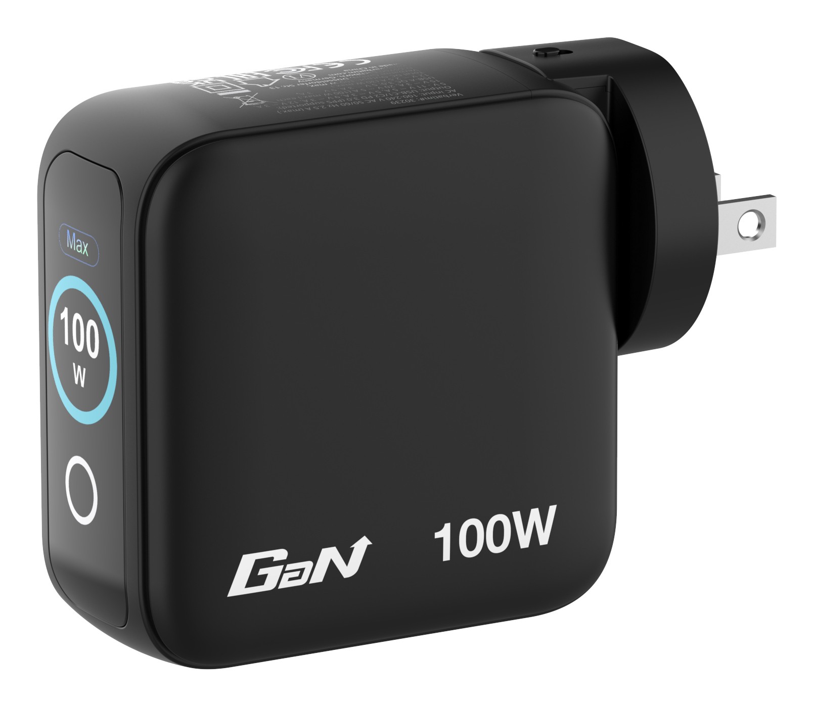 Verbatim Mini GaN Lader met display, 100W, 2x USB-C, 1x USB-A