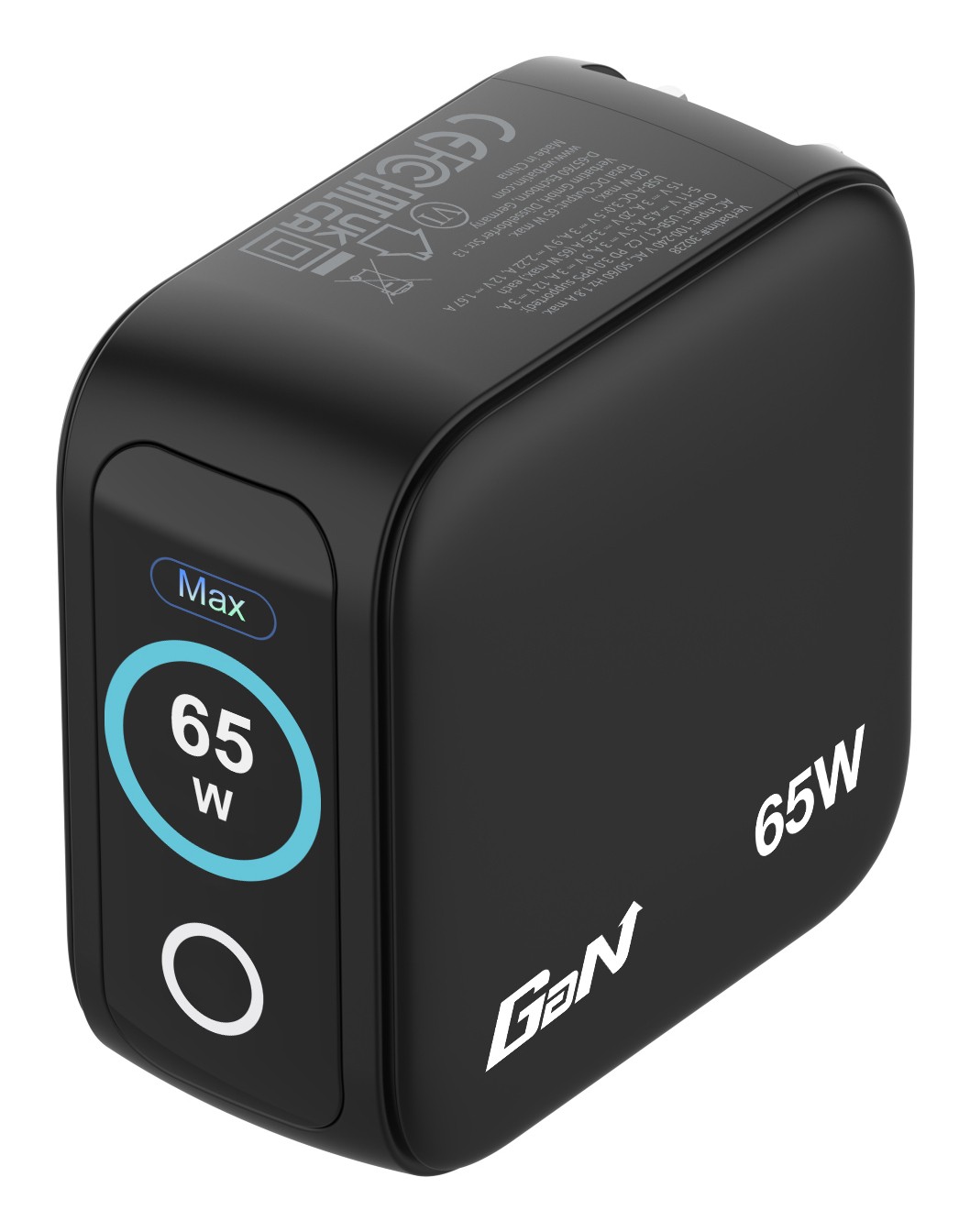 Verbatim Mini GaN Lader  met display, 65W, 2x USB-C, 1x USB-A