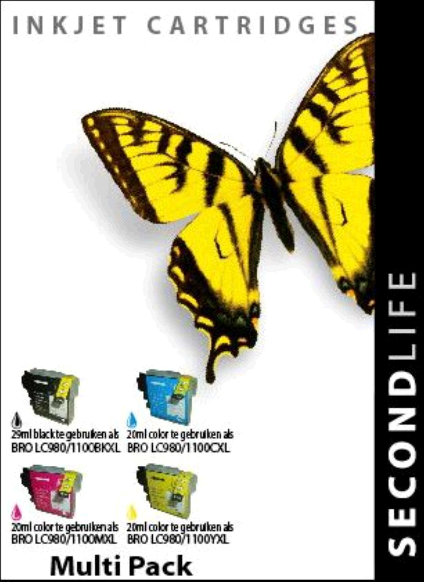 SecondLife Inkt voor: Brother LC-980 / 1100 Multipack