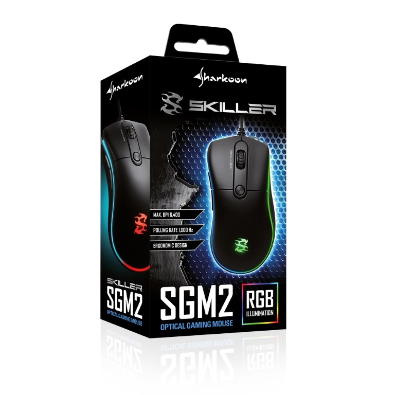 Sharkoon Skiller SGM2, Gaming muis, 6400dpi, Zwart