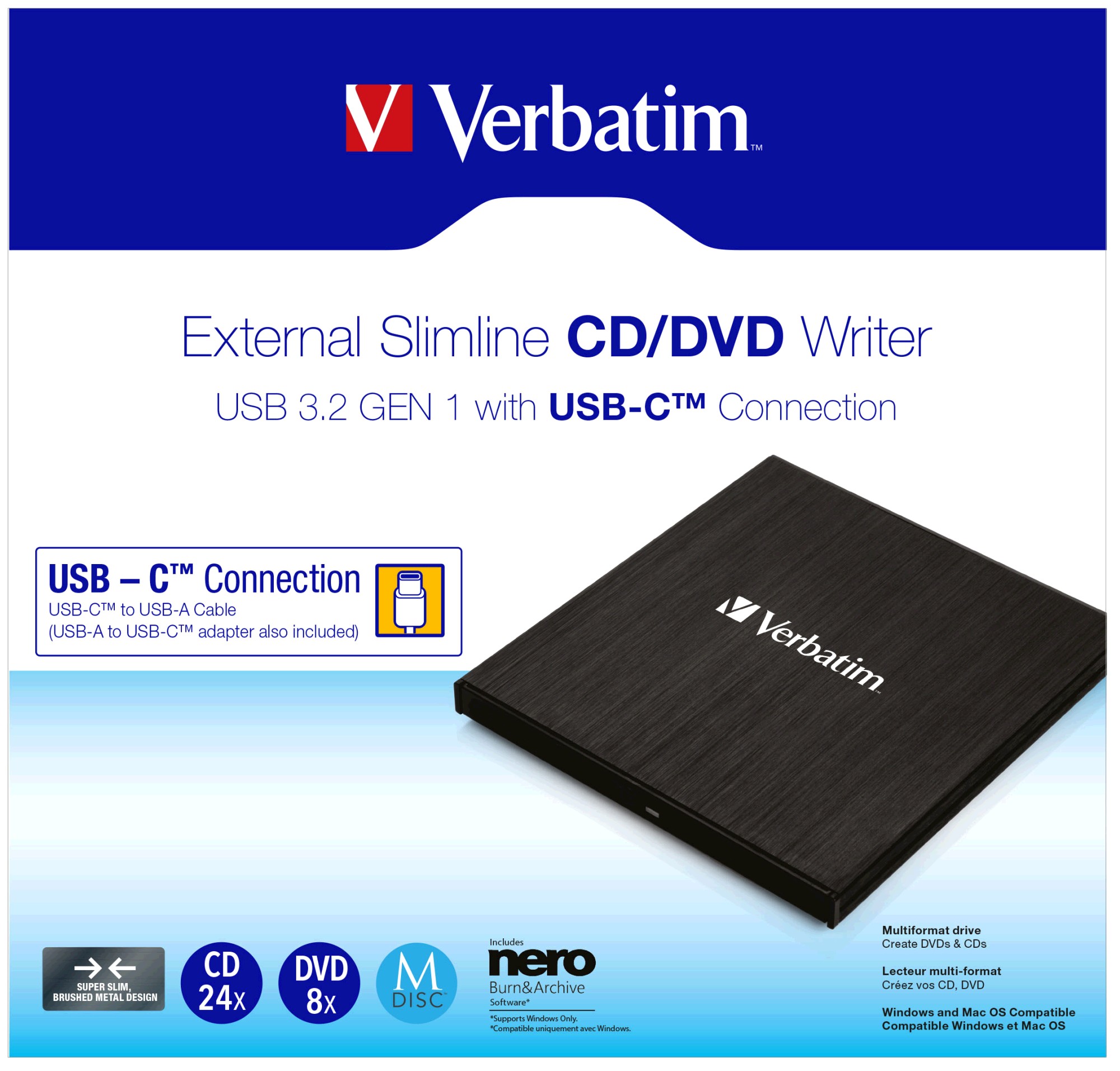 Verbatim Slimline Externe DVD brander Zwart