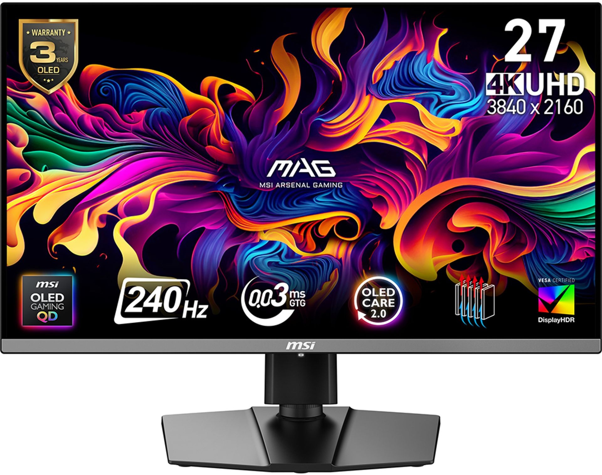 MAG 272UP QD-OLED X24  - 26.5\ 4K - QD-OLED - 240Hz - 0.03ms - Hoogte verstelbaar 