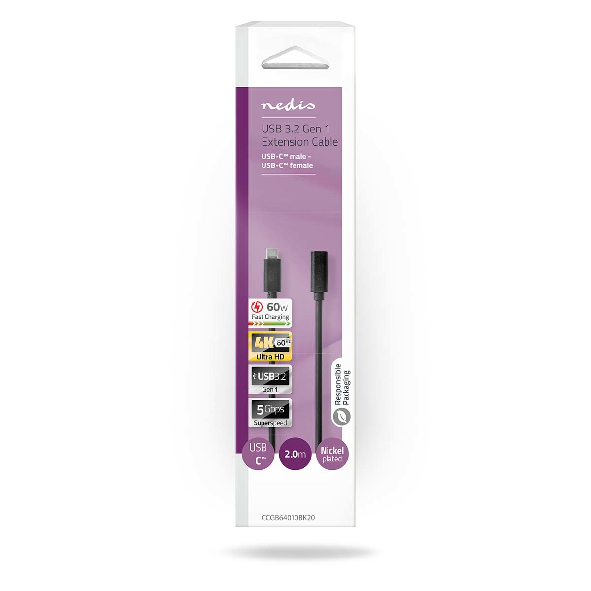 Nedis USB Verleng 3.2 (gen1) | CCGB64010BK20