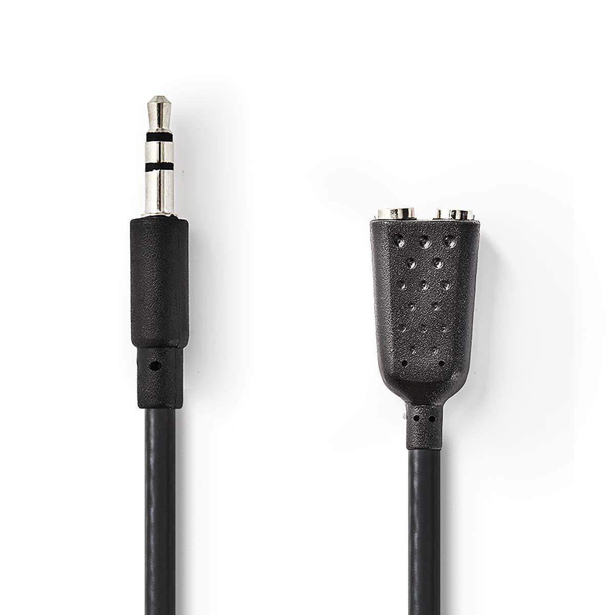 Nedis Stereo Audio kabel, 3.5 mm Male - 2x 3.5 mm Female, 0.2 m, zwart