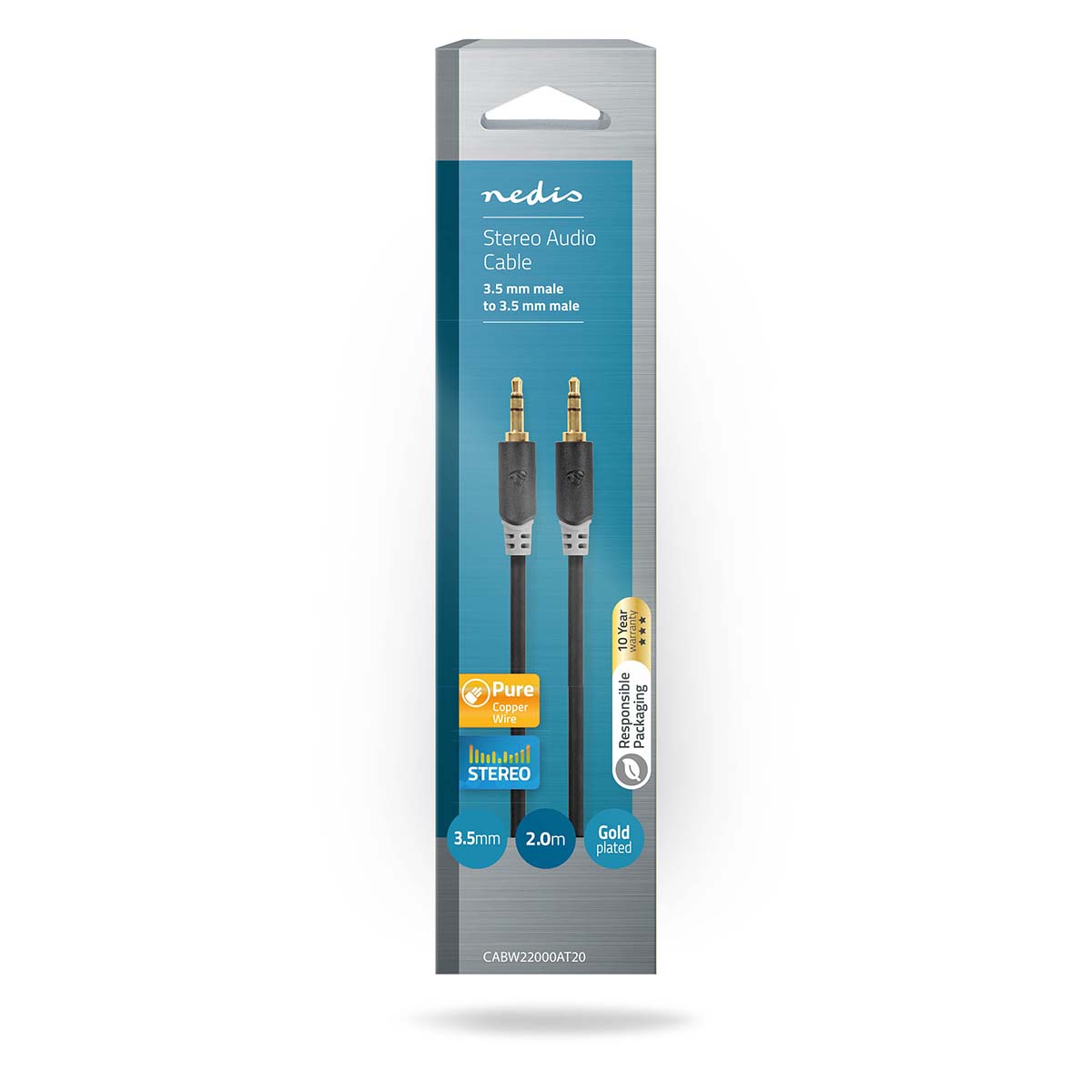 Nedis Stereo Audio kabel, 3.5 mm Male  -  3.5 mm Male, 2m, Highline