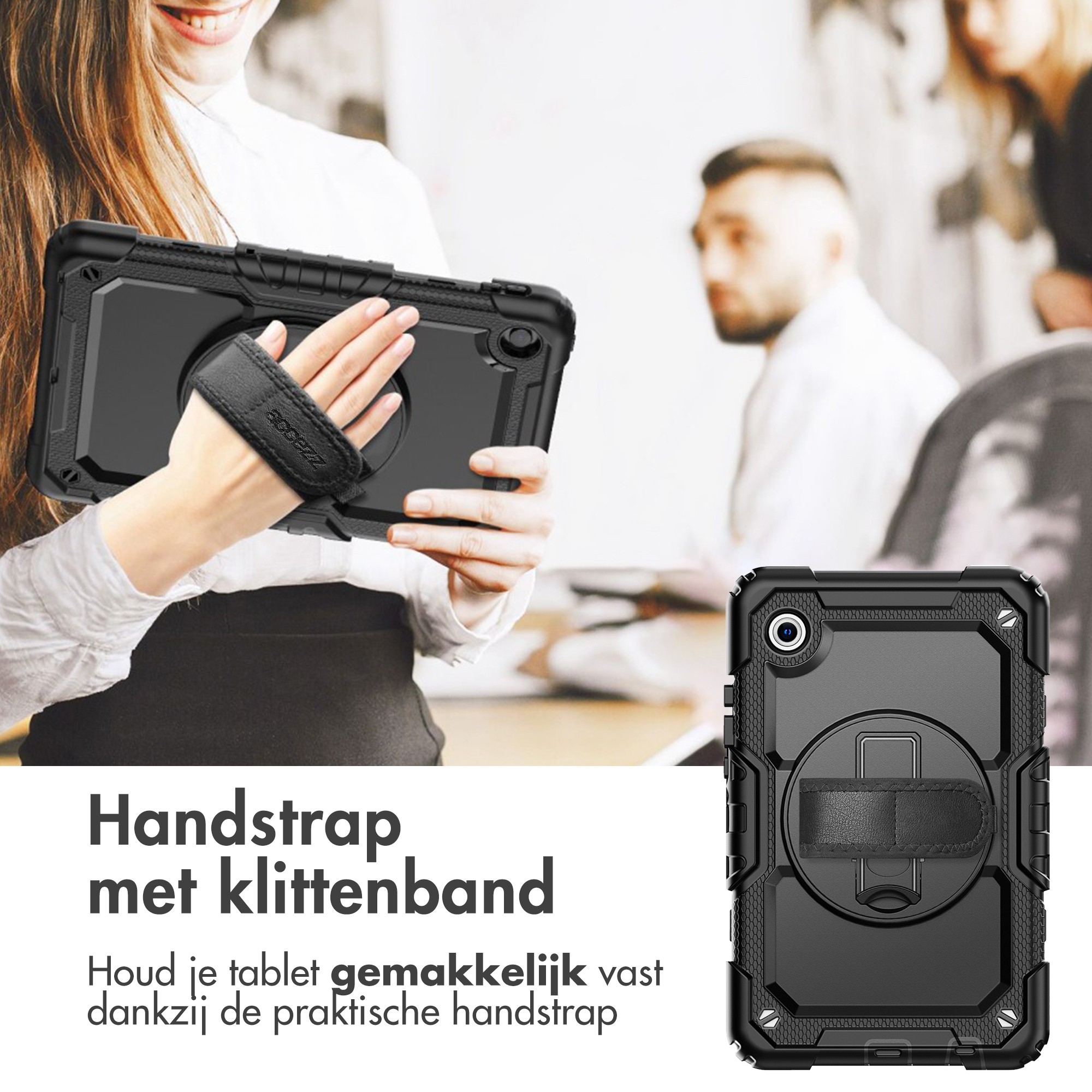 Accezz Rugged Backcover met schouderstrap, Samsung Galaxy Tab A11+, Zwart