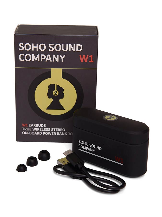 SOHO W1 Earbuds met Powerbank, Zwart