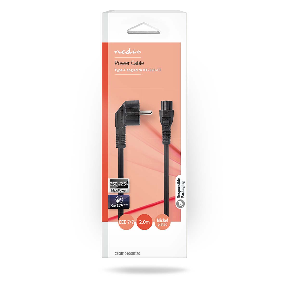 Nedis Stroomkabel | CEGB10100BK20