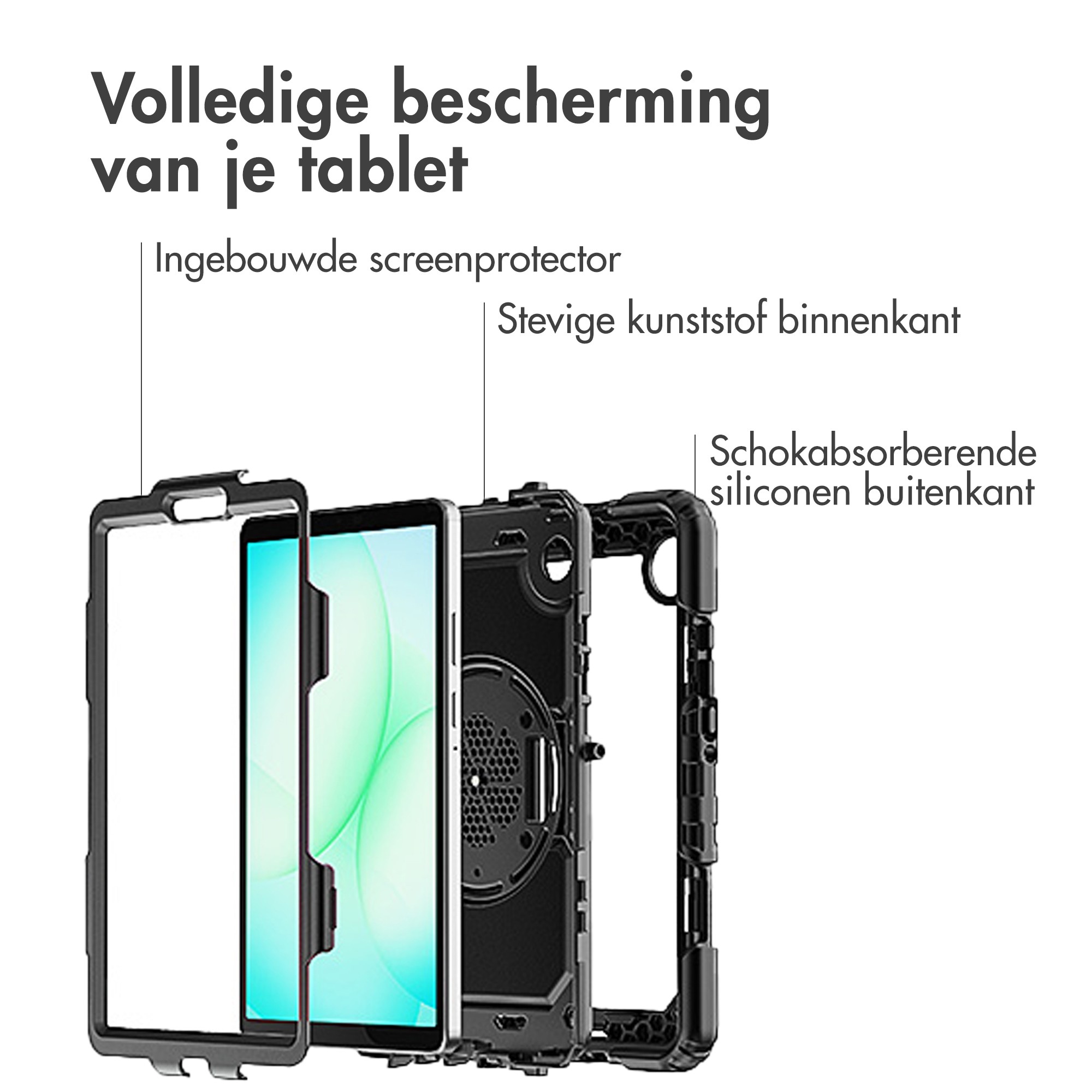 Accezz Rugged Backcover met schouderstrap, Samsung Galaxy Tab A11+, Zwart