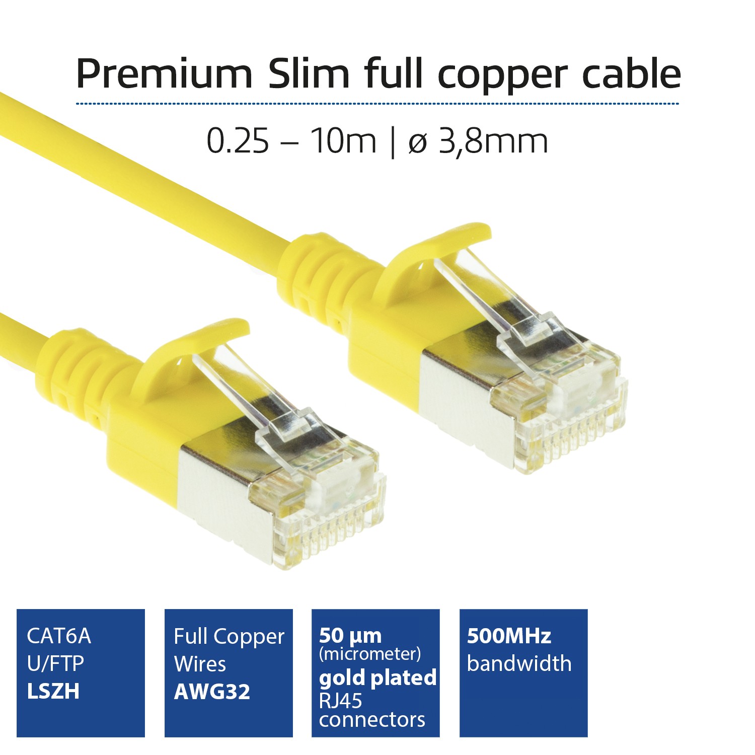 FTP Slimline patchkabel geel CAT6A 2m bulk