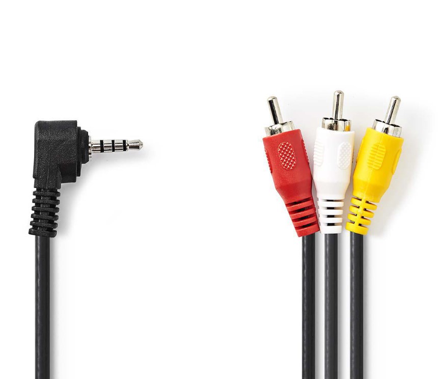Nedis 3.5 mm AV kabel, 3.5 mm AV (m) - 3x RCA (m), 1m, zwart