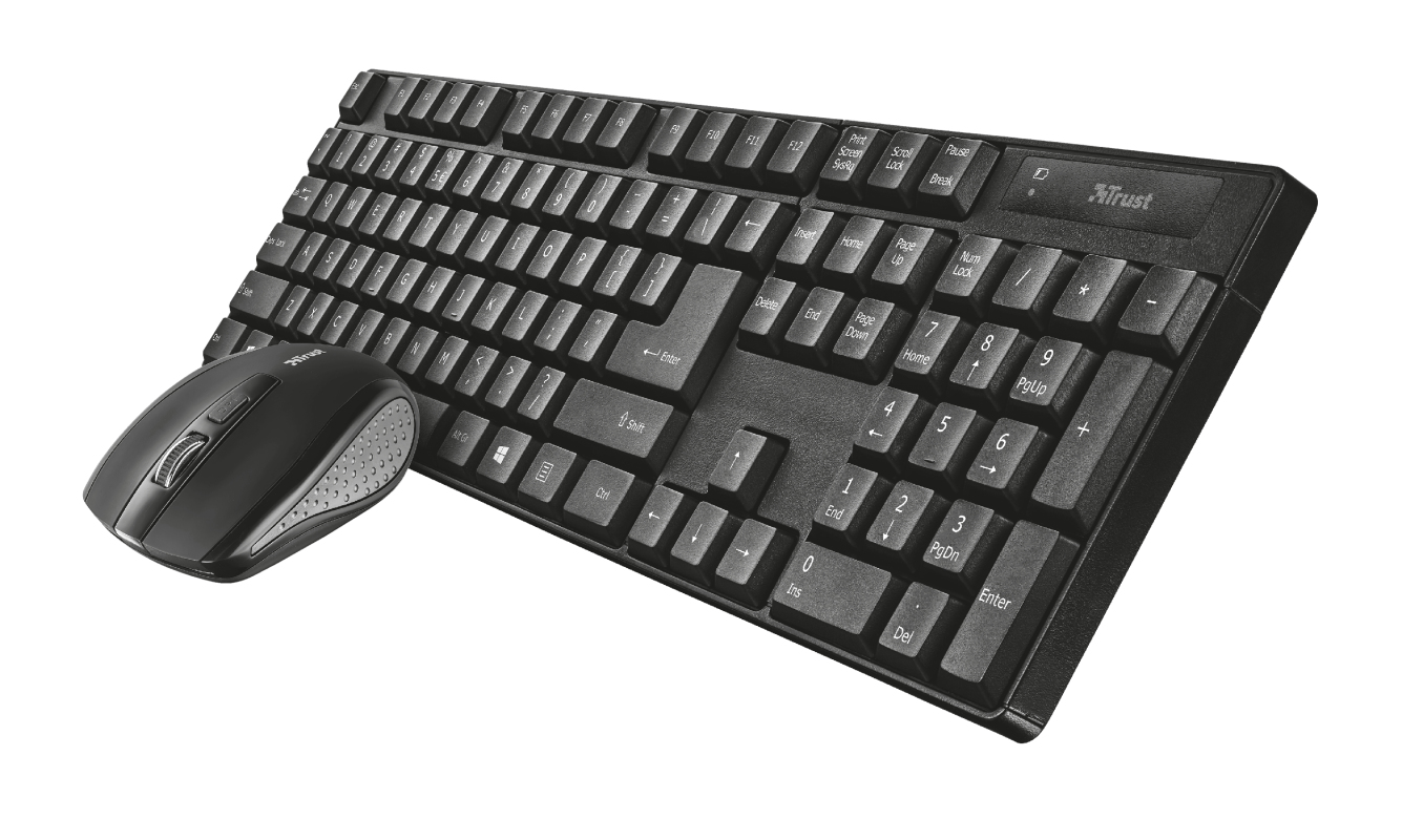 Trust Combo Qoby 4-in-1 Home Office Set, Toetsenbord, Muis, Webcam, Headset