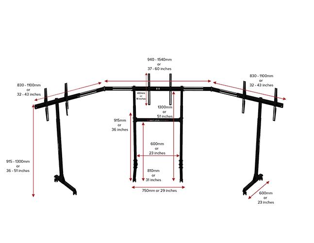 Next Level Racing Free Standing Triple Monitor stand