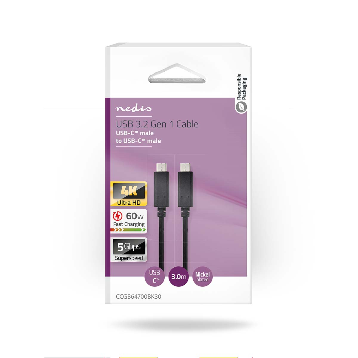 Nedis USB Kabel 3.2 (gen1) | CCGB64700BK30
