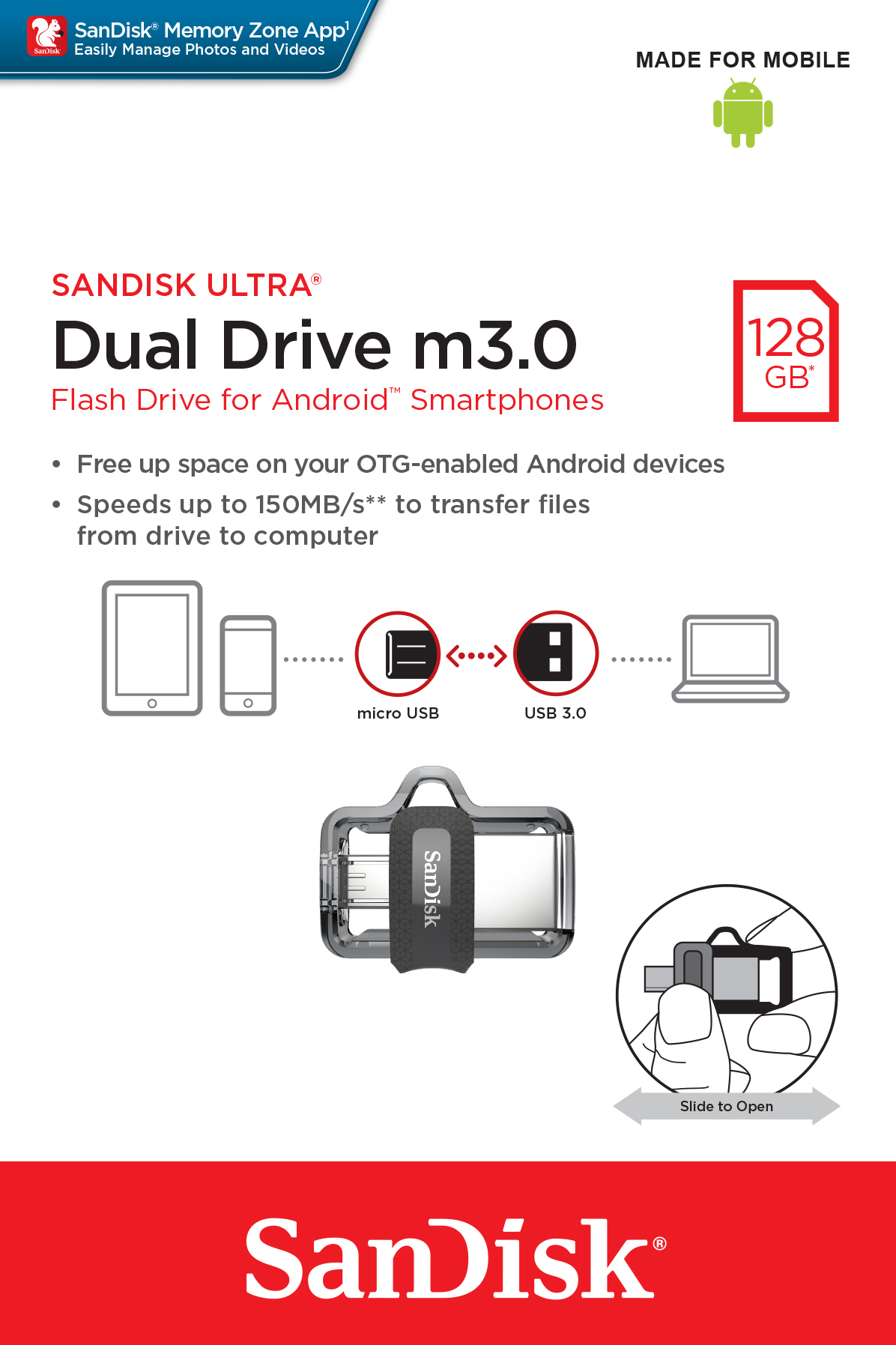 Sandisk Ultra Dual-Drive 128 GB, USB Micro + USB 3.2