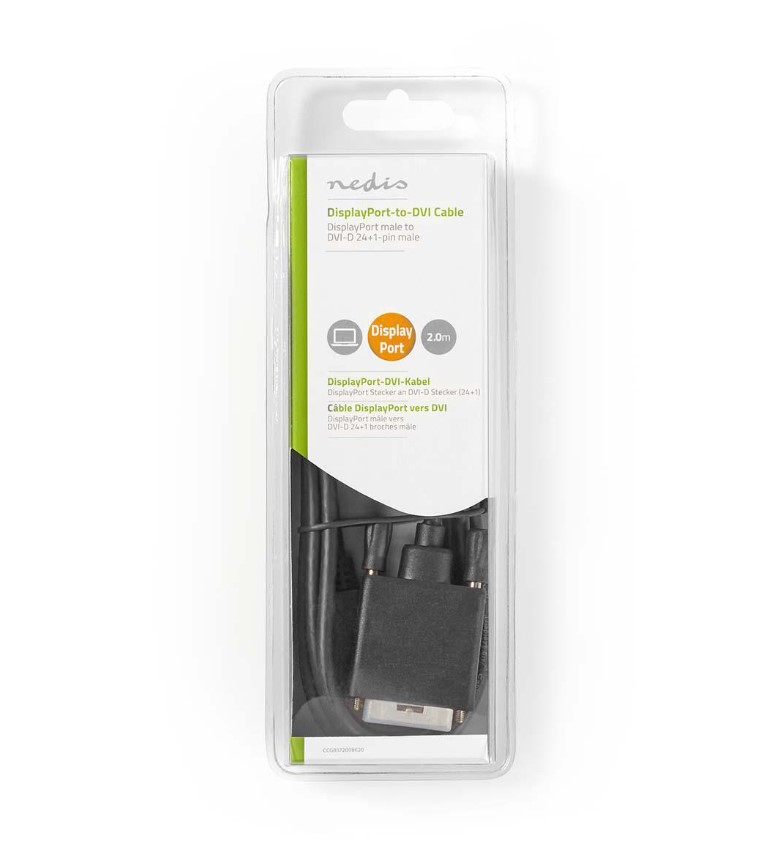 Nedis DisplayPort - DVI kabel, DP Male - DVI-D 24+1-Pin Male, 2m, zwart