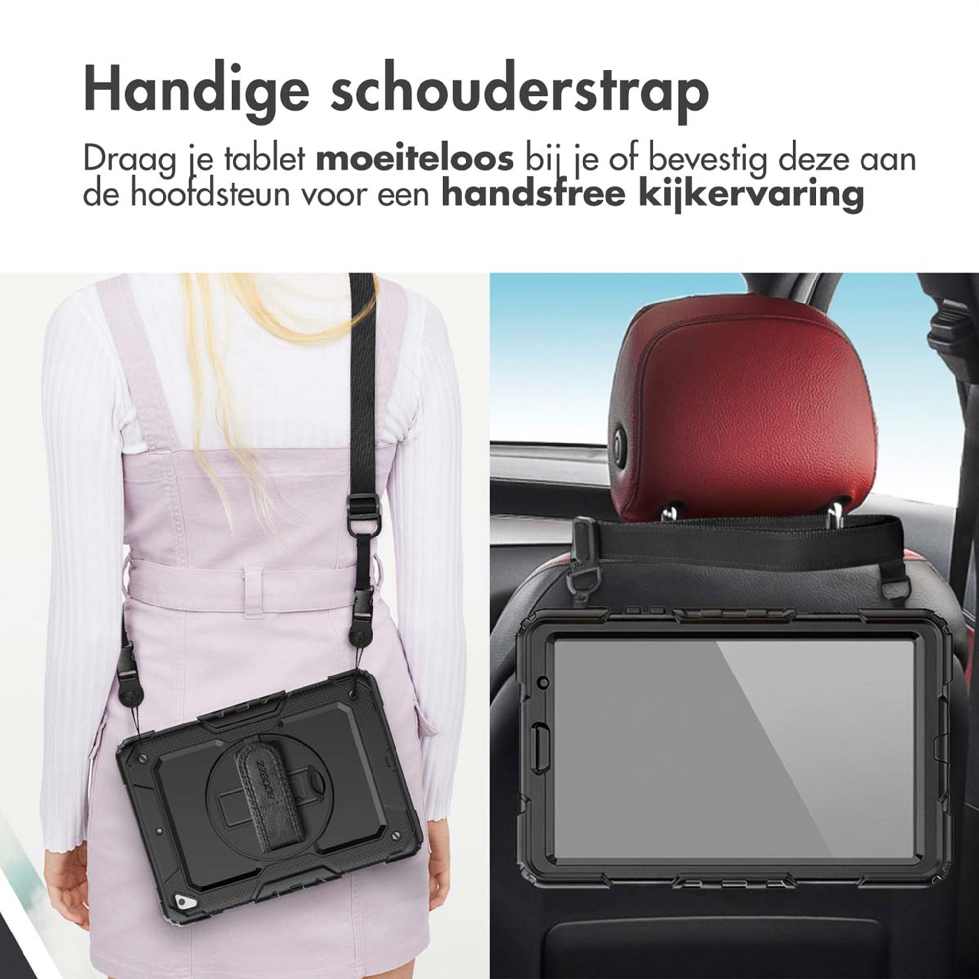 Accezz Rugged Backcover met schouderstrap, Samsung Galaxy Tab A11+, Zwart