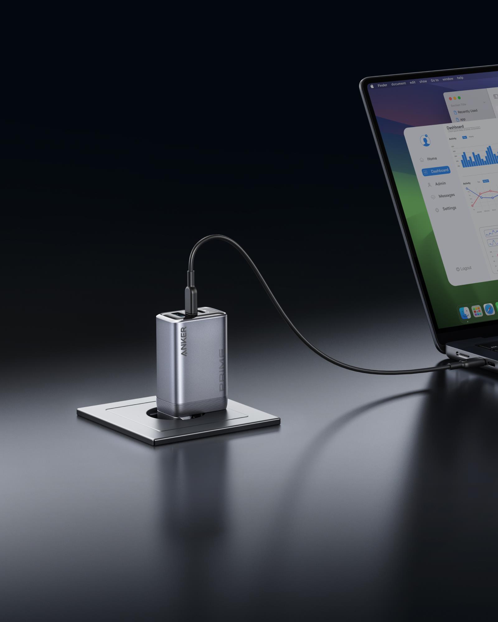 Anker Prime 100W 2C/1A Zilver