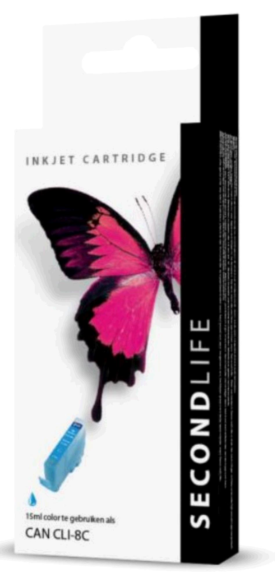 SecondLife Inkt voor: Canon CLI 8 Cyaan