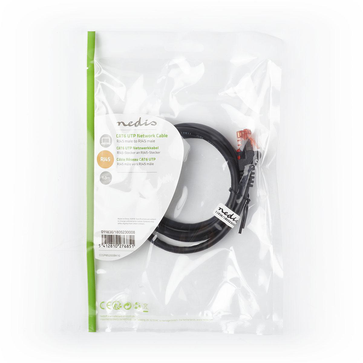 Nedis UTP CAT6 Netwerkkabel RJ45 1m, zwart