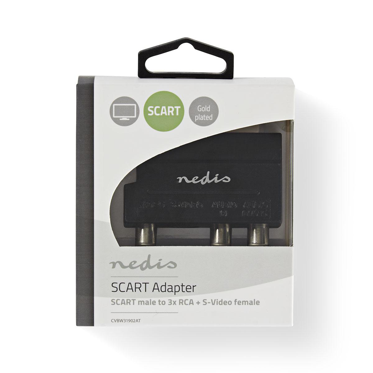 Nedis SCART adapter, SCART Male  -  3x RCA Female + S-Video Female Highline