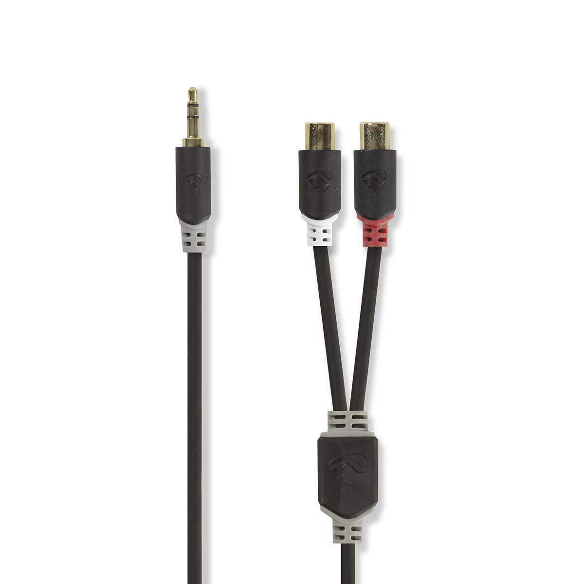 Nedis Stereo Audio kabel, 3.5 mm Male  -  2x RCA Female, 0.2 m, Highline