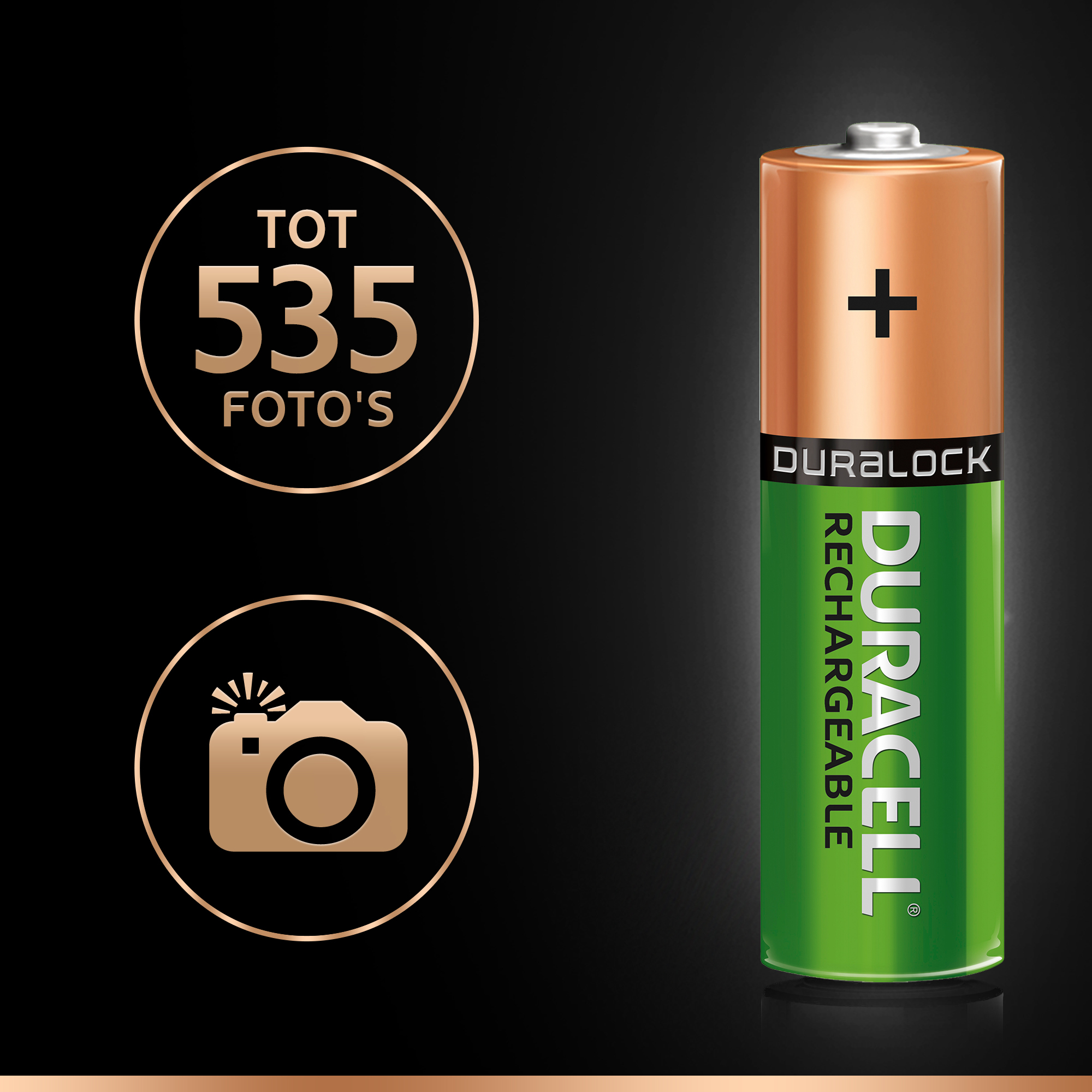 Duracell Batterij Recharge Ultra AA, 2500 mAh, 1.2V, NiMH, 4 Stuks