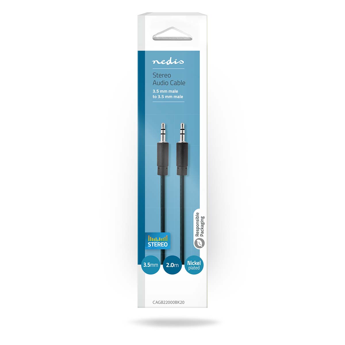 Nedis Stereo Audio kabel, 3.5 mm Male - 3.5 mm Male, 2m, zwart