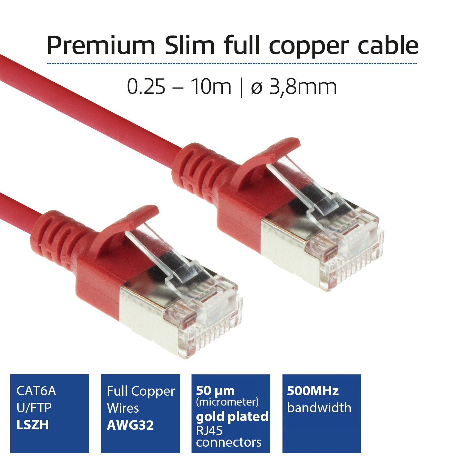 FTP Slimline patchkabel rood CAT6A 3m bulk
