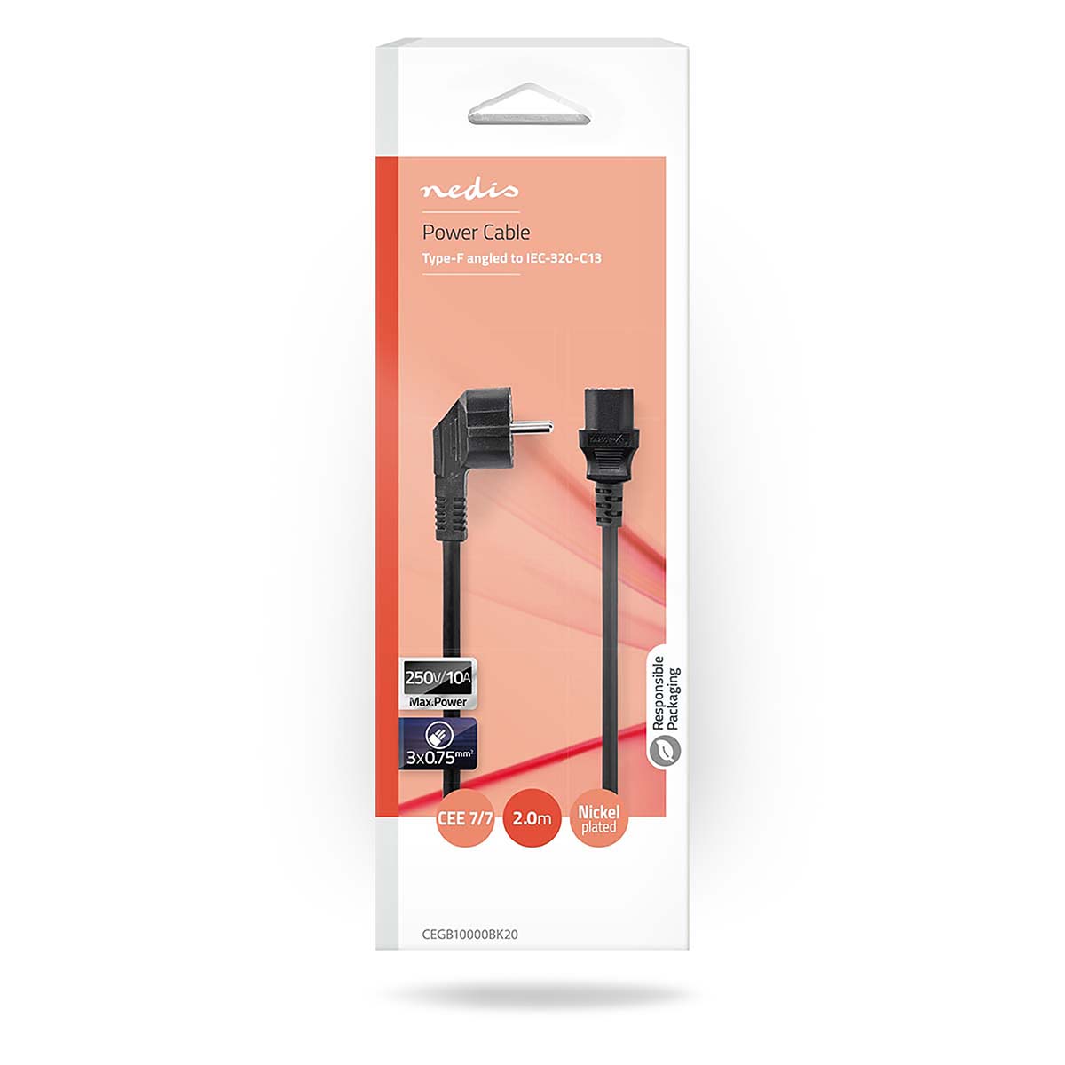 Nedis Stroomkabel | CEGB10000BK20