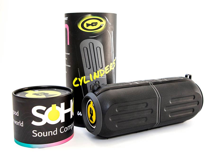 SOHO Twin Stereo Speaker Cylinders, Zwart