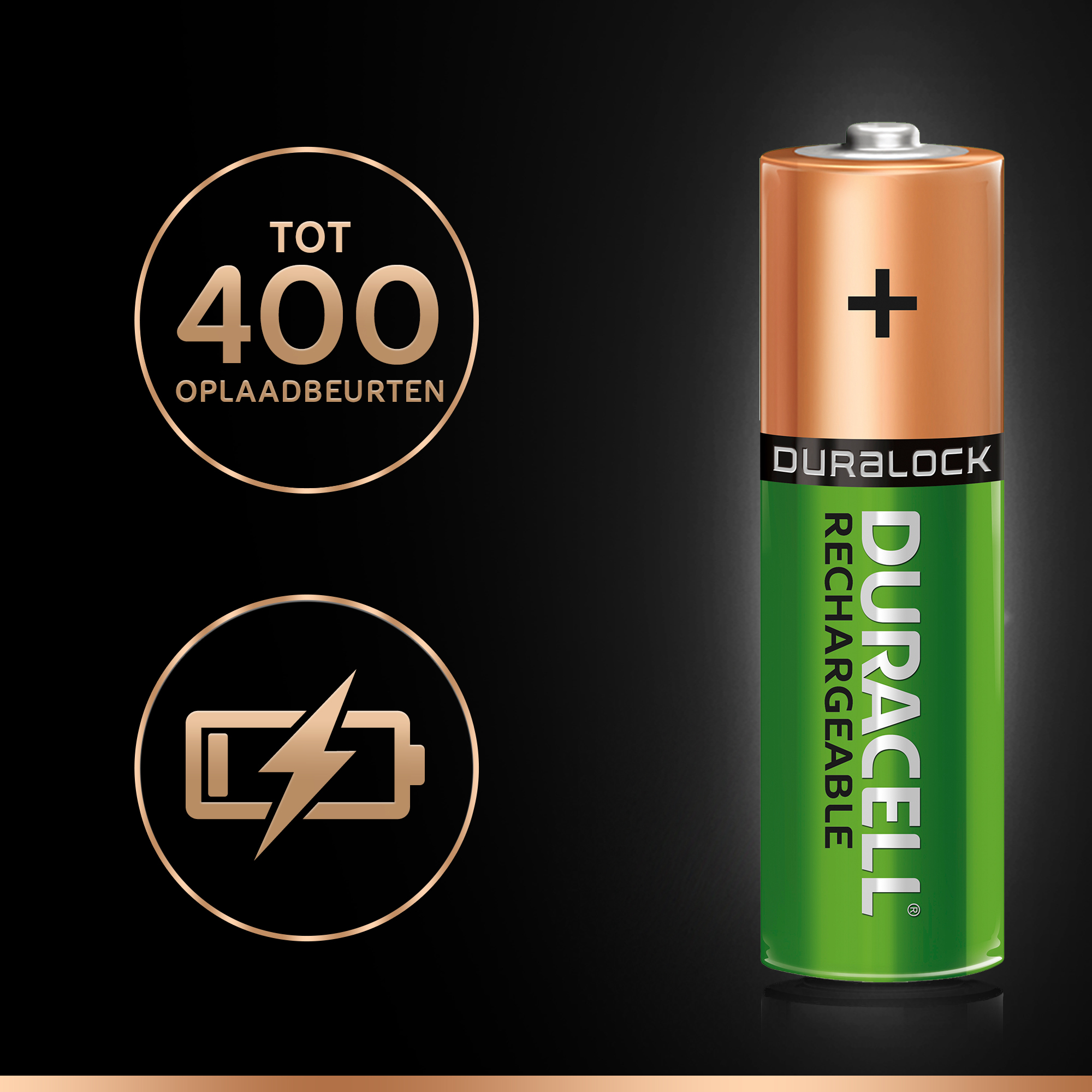 Duracell Batterij Recharge Ultra AA, 2500 mAh, 1.2V, NiMH, 4 Stuks