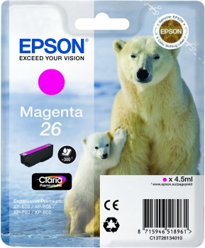 Epson inkt 26, T2613, Magenta
