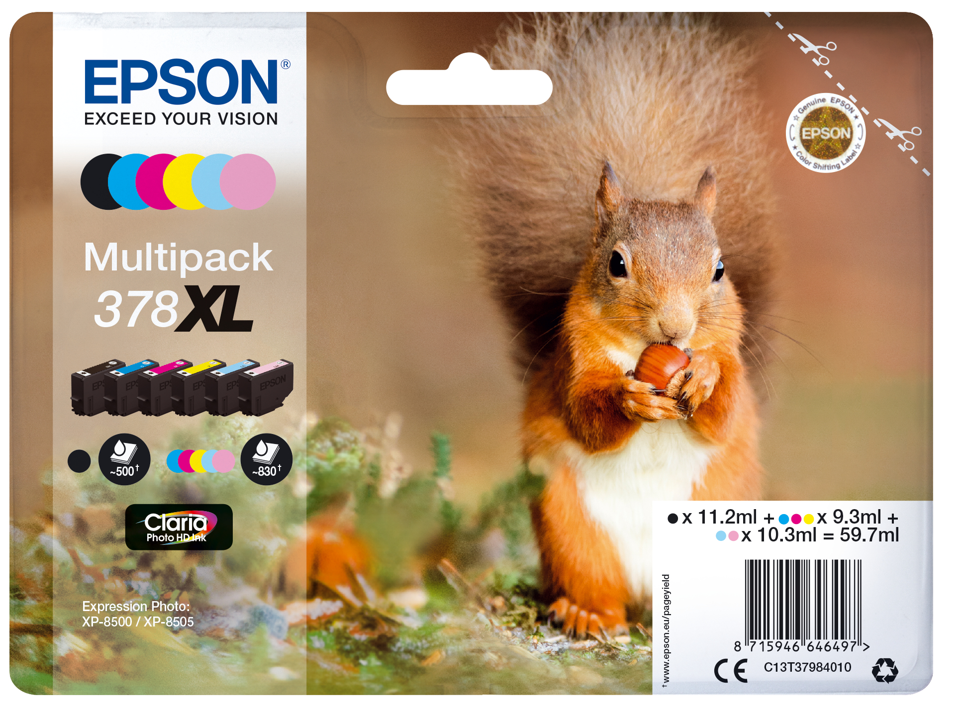 Epson 378XL Eekhoorn BK/C/LC/M/LM/Y Multipack