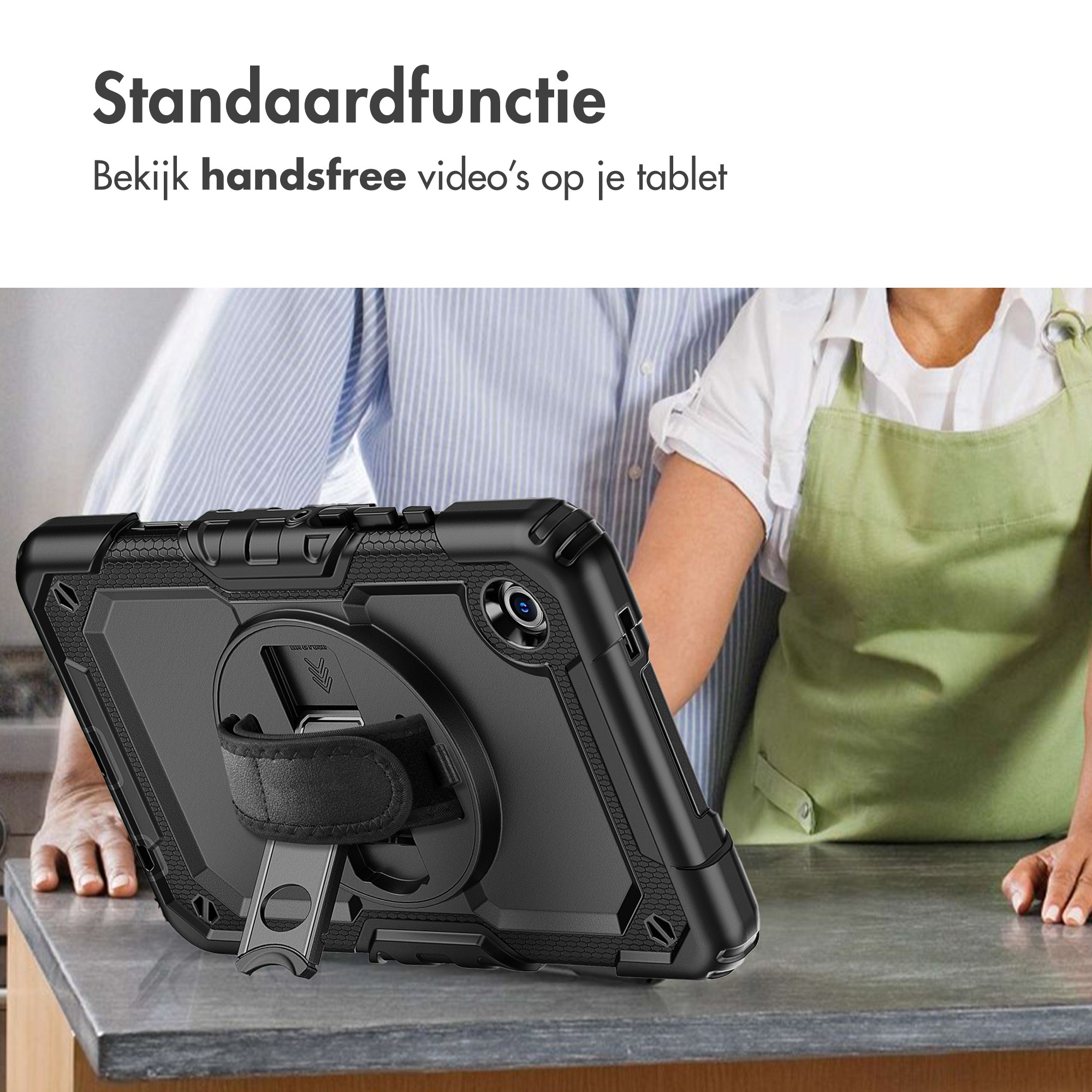 Accezz Rugged Backcover met schouderstrap, Samsung Galaxy Tab A11+, Zwart